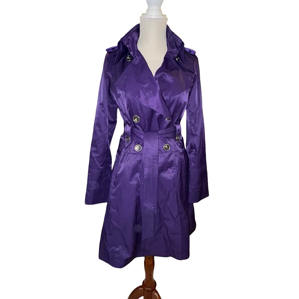 Green With Envy Purple Trench Coat‎ Small Jewel Tone Recycled
